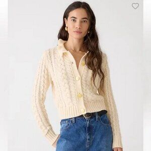 J. Crew Cream Cable Knit Cardigan